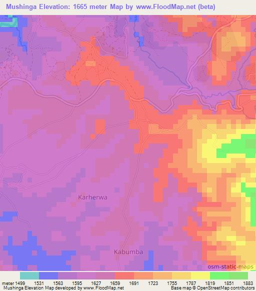 Mushinga,Congo (Kinshasa) Elevation Map