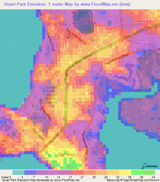 Stuart Park,Australia Elevation Map