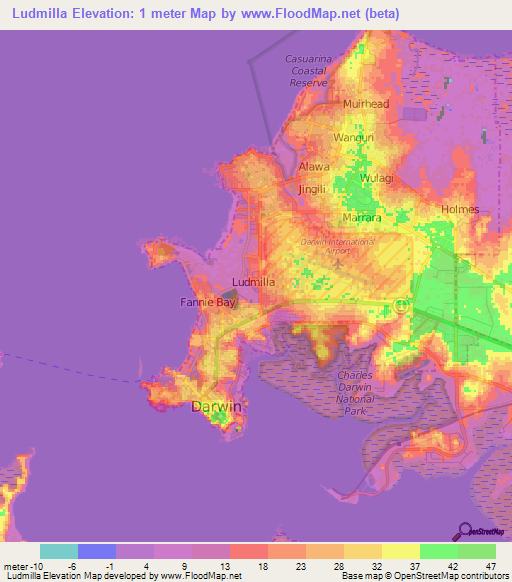 Ludmilla,Australia Elevation Map