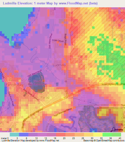 Ludmilla,Australia Elevation Map