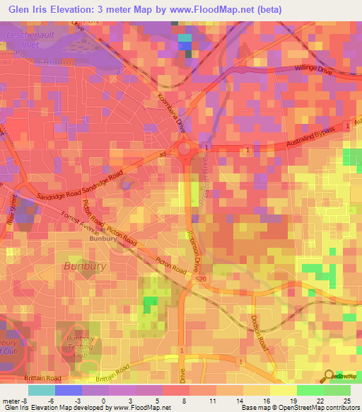 Glen Iris,Australia Elevation Map