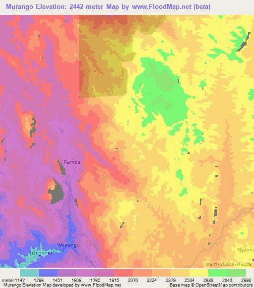 Murango,Congo (Kinshasa) Elevation Map