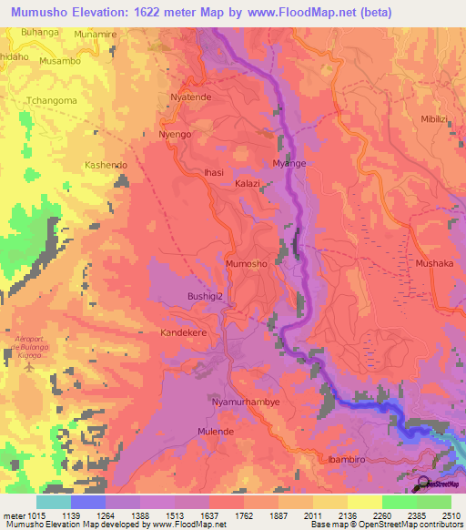 Mumusho,Congo (Kinshasa) Elevation Map