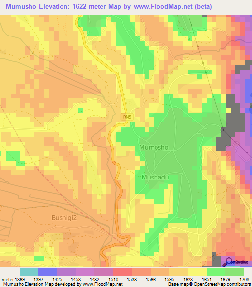 Mumusho,Congo (Kinshasa) Elevation Map