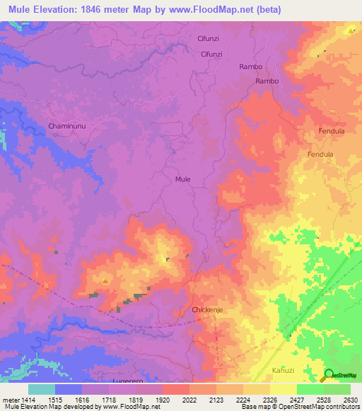 Mule,Congo (Kinshasa) Elevation Map