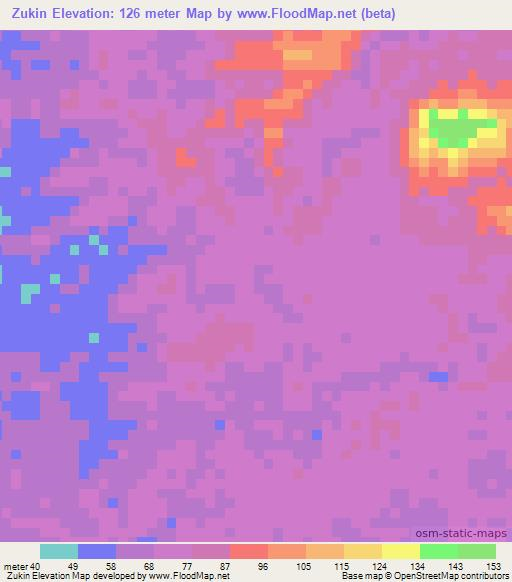 Zukin,Papua New Guinea Elevation Map
