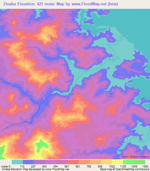 Zinaba,Papua New Guinea Elevation Map