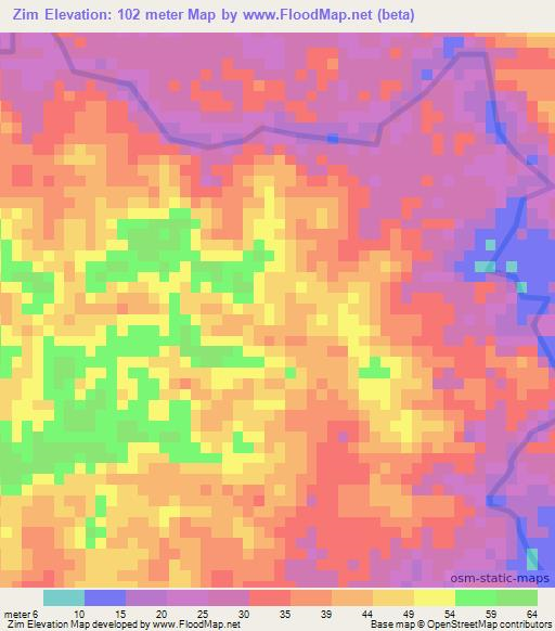 Zim,Papua New Guinea Elevation Map