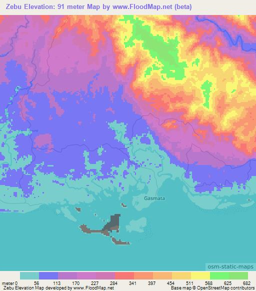 Zebu,Papua New Guinea Elevation Map