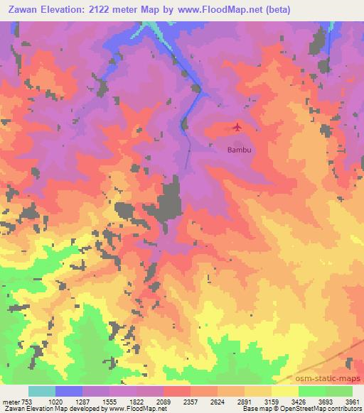 Zawan,Papua New Guinea Elevation Map