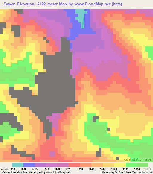 Zawan,Papua New Guinea Elevation Map
