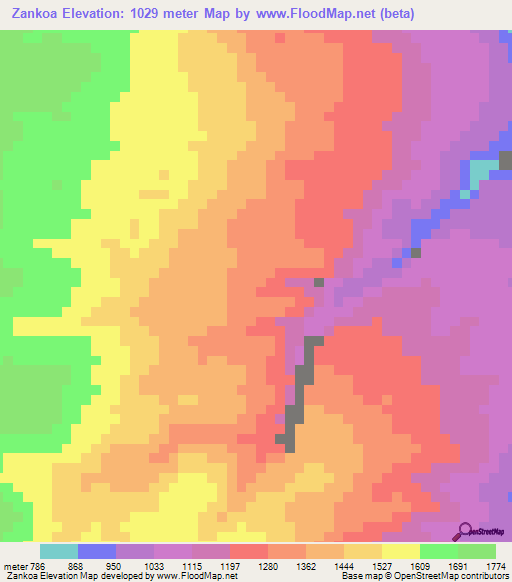 Zankoa,Papua New Guinea Elevation Map