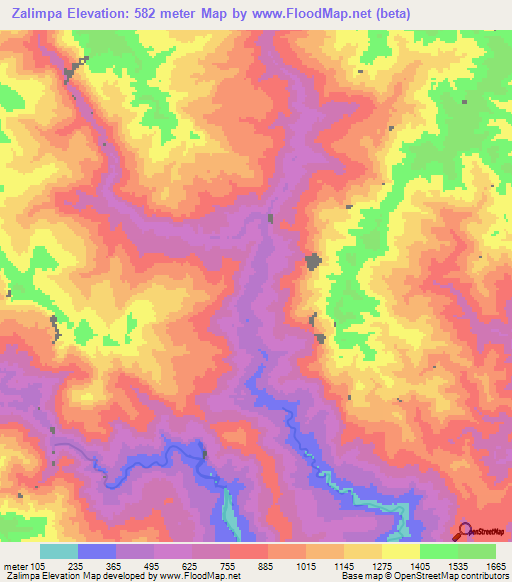 Zalimpa,Papua New Guinea Elevation Map