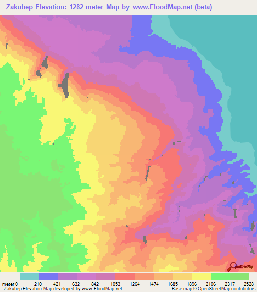 Zakubep,Papua New Guinea Elevation Map