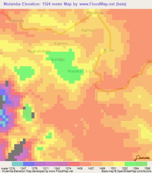 Mulamba,Congo (Kinshasa) Elevation Map