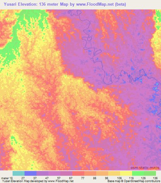 Yusari,Papua New Guinea Elevation Map