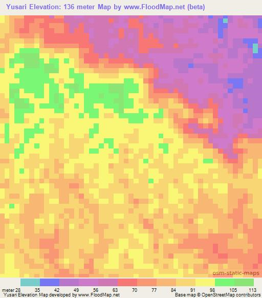 Yusari,Papua New Guinea Elevation Map