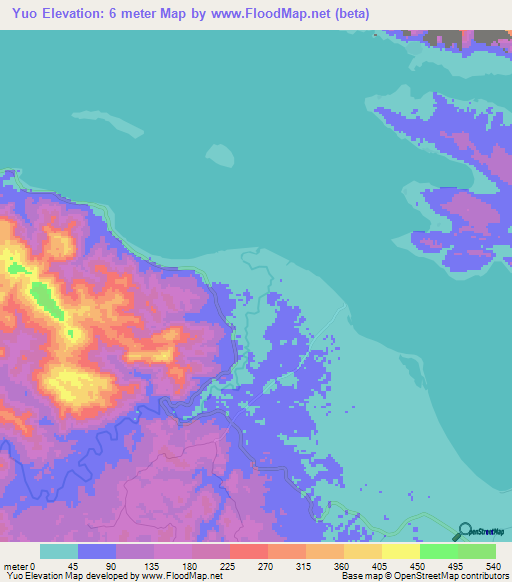 Yuo,Papua New Guinea Elevation Map