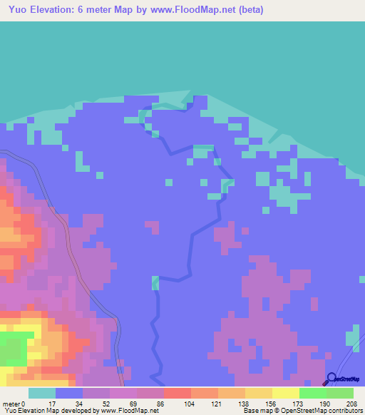 Yuo,Papua New Guinea Elevation Map