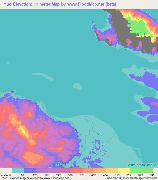Yuo,Papua New Guinea Elevation Map