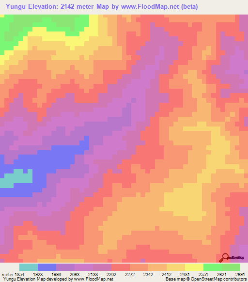 Yungu,Papua New Guinea Elevation Map