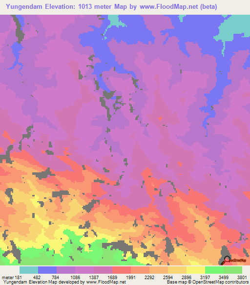 Yungendam,Papua New Guinea Elevation Map