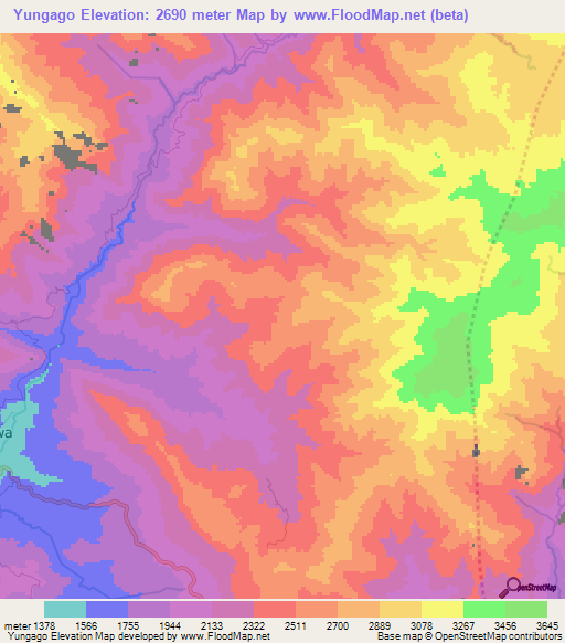 Yungago,Papua New Guinea Elevation Map