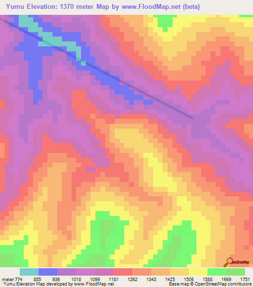 Yumu,Papua New Guinea Elevation Map