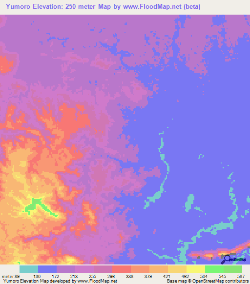 Yumoro,Papua New Guinea Elevation Map