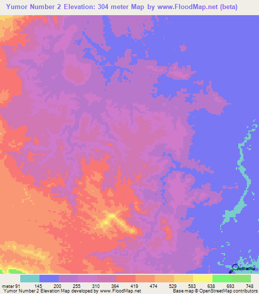 Yumor Number 2,Papua New Guinea Elevation Map