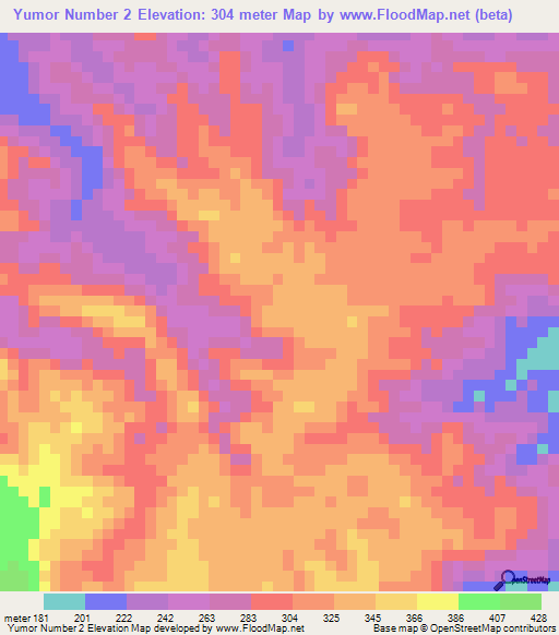 Yumor Number 2,Papua New Guinea Elevation Map