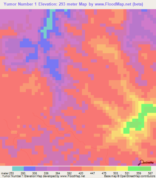 Yumor Number 1,Papua New Guinea Elevation Map