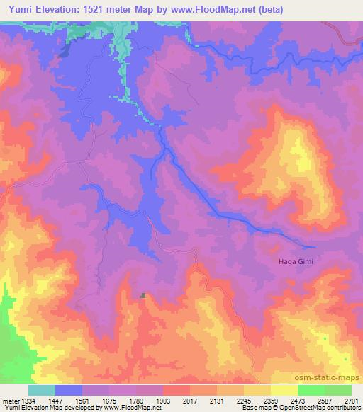 Yumi,Papua New Guinea Elevation Map