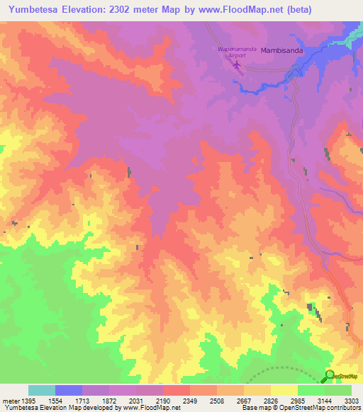 Yumbetesa,Papua New Guinea Elevation Map