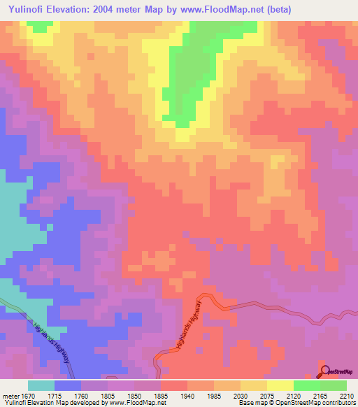 Yulinofi,Papua New Guinea Elevation Map