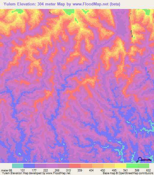 Yulem,Papua New Guinea Elevation Map