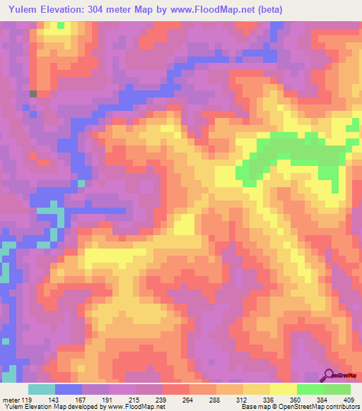 Yulem,Papua New Guinea Elevation Map