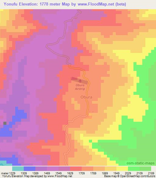Yonufu,Papua New Guinea Elevation Map