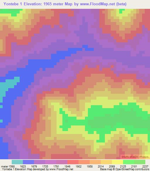 Yontebe 1,Papua New Guinea Elevation Map