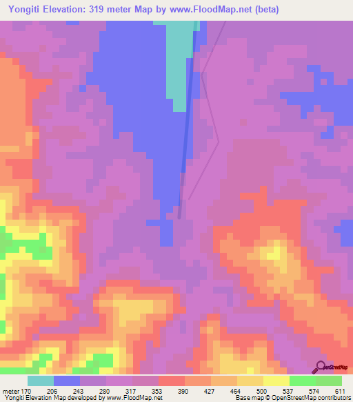 Yongiti,Papua New Guinea Elevation Map