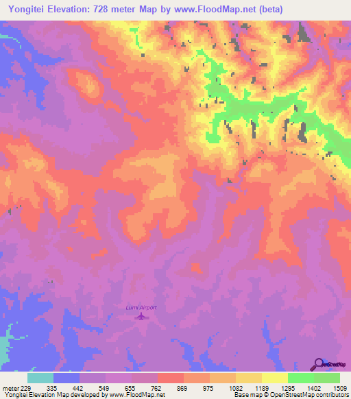 Yongitei,Papua New Guinea Elevation Map