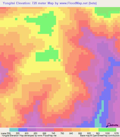 Yongitei,Papua New Guinea Elevation Map