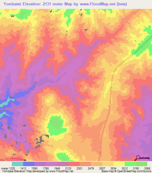 Yombatai,Papua New Guinea Elevation Map