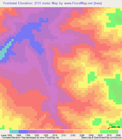 Yombatai,Papua New Guinea Elevation Map
