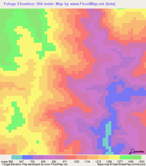 Yologe,Papua New Guinea Elevation Map