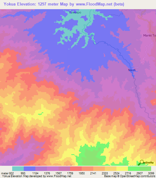 Yokua,Papua New Guinea Elevation Map