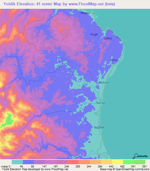 Yoidik,Papua New Guinea Elevation Map