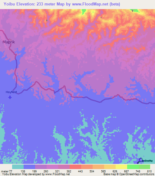 Yoibu,Papua New Guinea Elevation Map