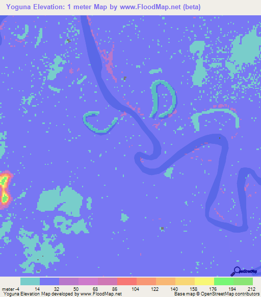 Yoguna,Papua New Guinea Elevation Map