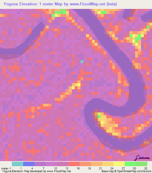 Yoguna,Papua New Guinea Elevation Map
